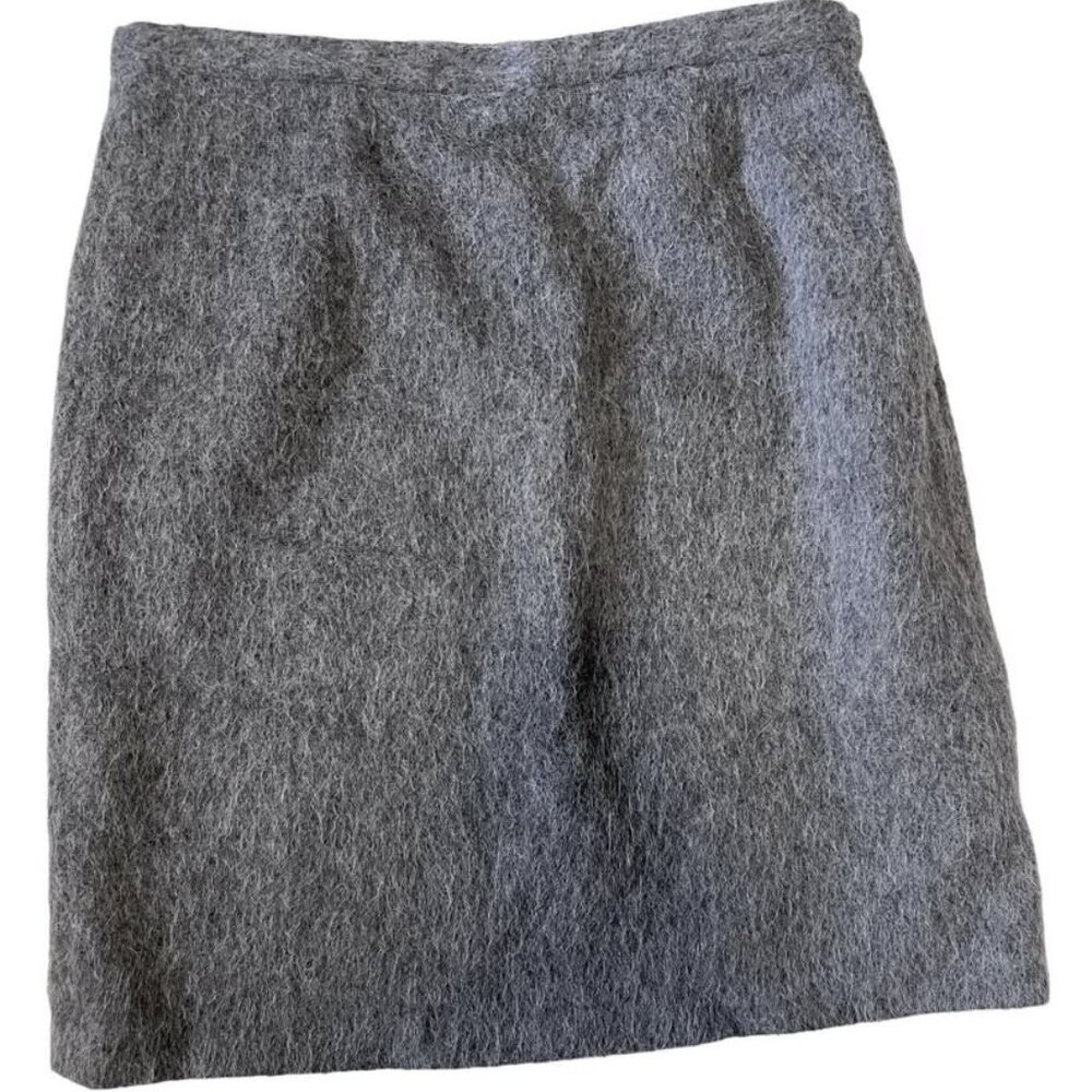 J Crew Vtg Textured Gray Wool Blend Natural Fiber Knee Length ALine Skirt size 6
